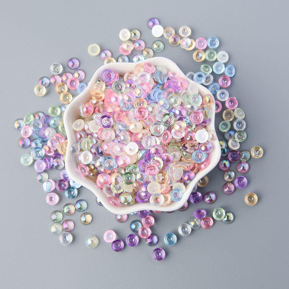 TEMU 2d Flat - 220pcs 0.6cm/0.24inch Vibrant Ab Mixed Color Acrylic Rhinestone Flatback Beads - Aurora Round Beads For Scrapbooking, Manicure