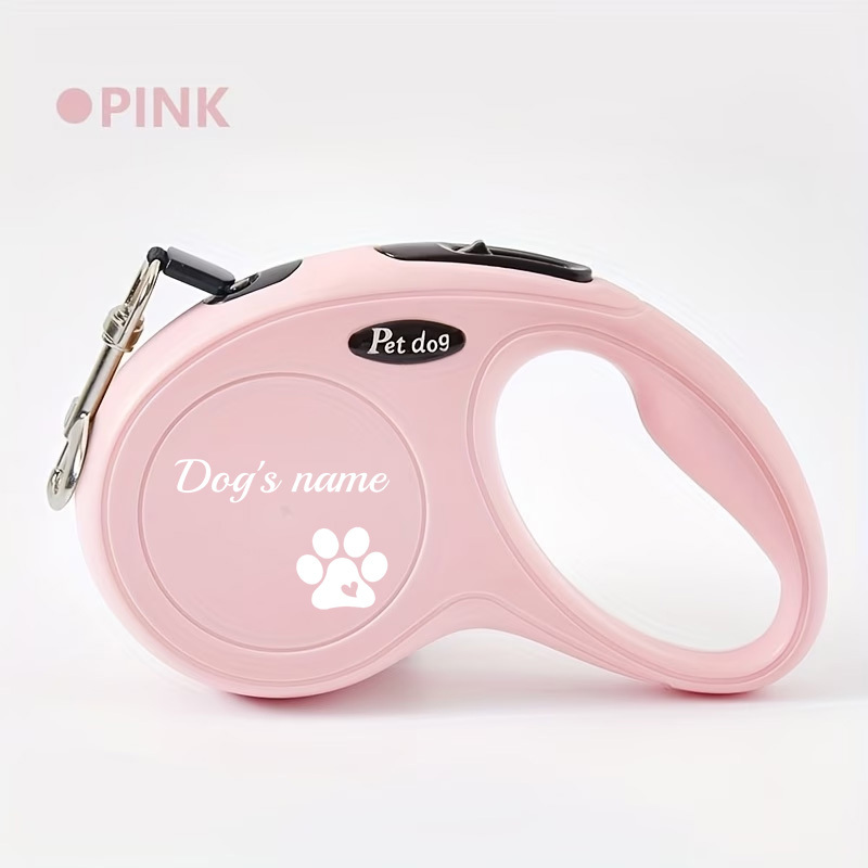 Personalized Paw Print Pattern Automatic Retractable Leash, 3m Length