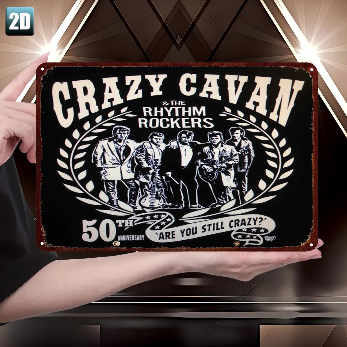 TEMU Plaque métallique 2D plate, 1 pièce Crazy Cavan & Rockers 50e anniversaire - Affiche rétro des années 1970 de groupe de avec "Are You ?" -