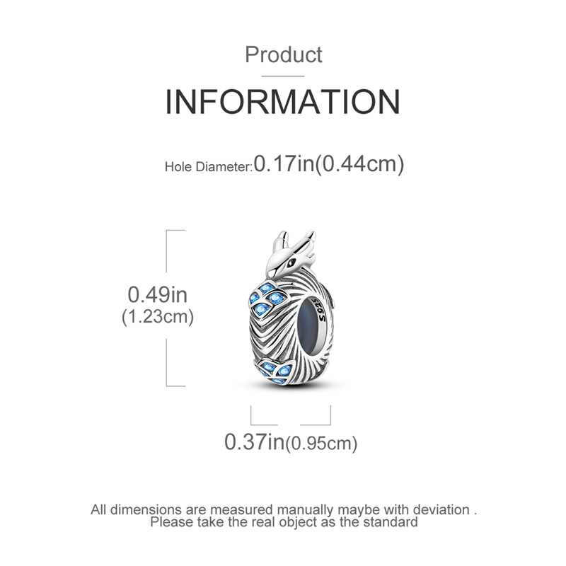 Exquisite 925 Silver Ice Style Dragon Pattern Cork Bead Charm