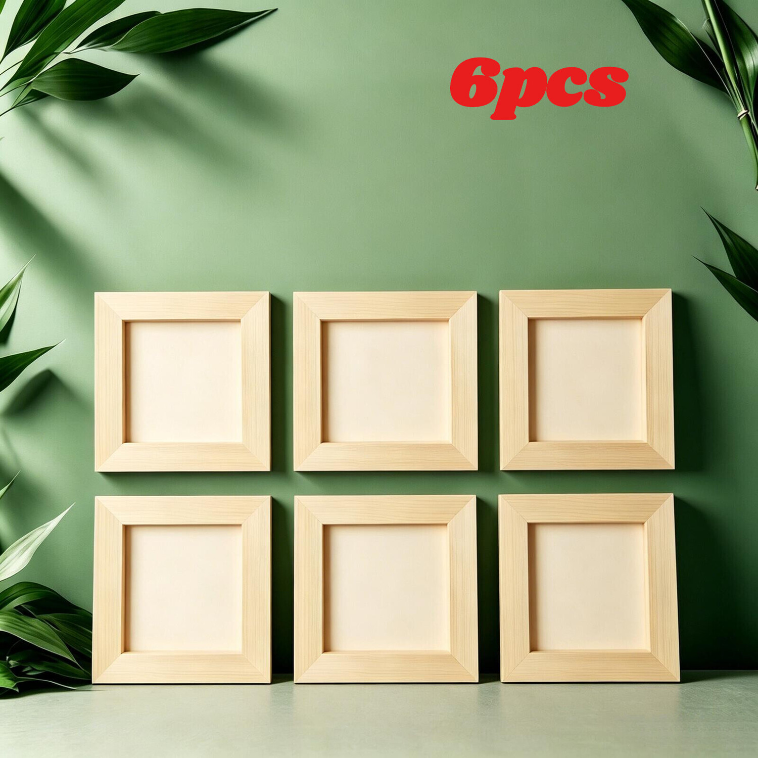 TEMU 6pcs 15.24x15.24cm Unfinished Pine Canvas Boards, Square Blank Wooden Painting Panels, Suitable For Crafts, Art Projects, Painting, Flame