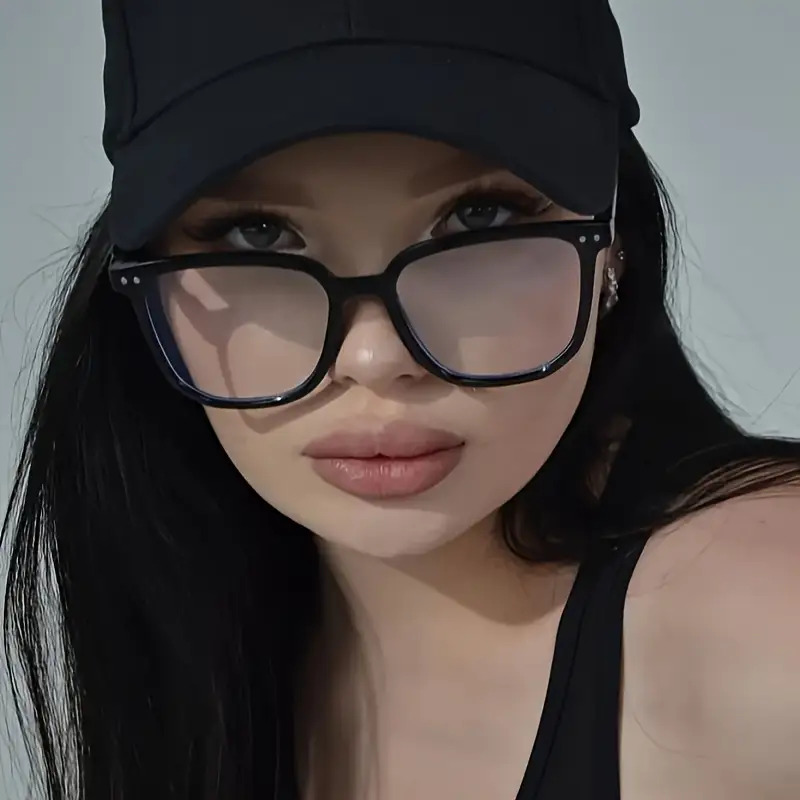 Square Fashion Glasses, Minimalist Style, Transparent Lenses, , , Suitable For Men And Women, Casual Glasses, Fashion Glasses