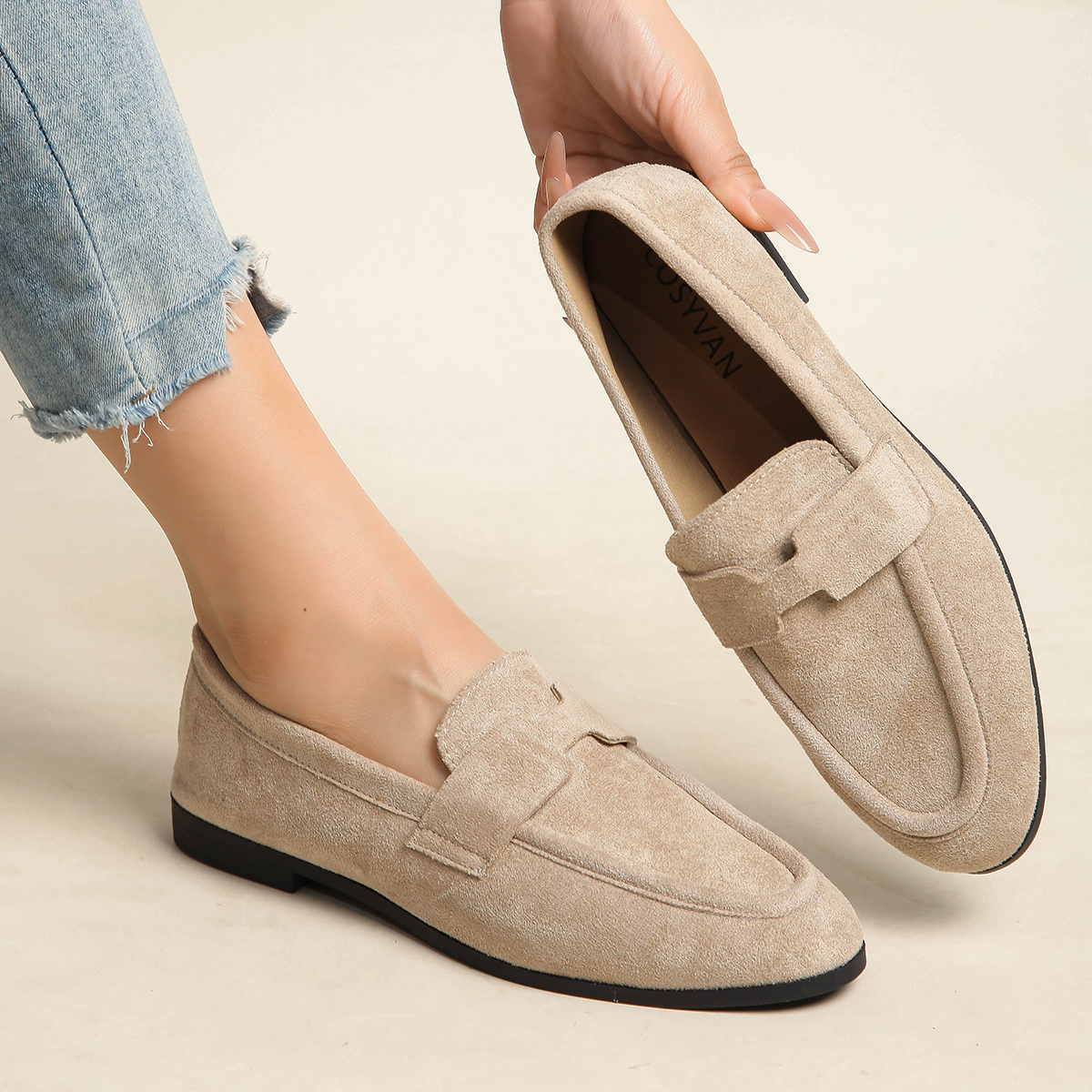 TEMU Mocassins pour femme et polyvalents, , confortables et -, chaussures plates à talon bas, pour les quotidiens, chaussures pour femme grande