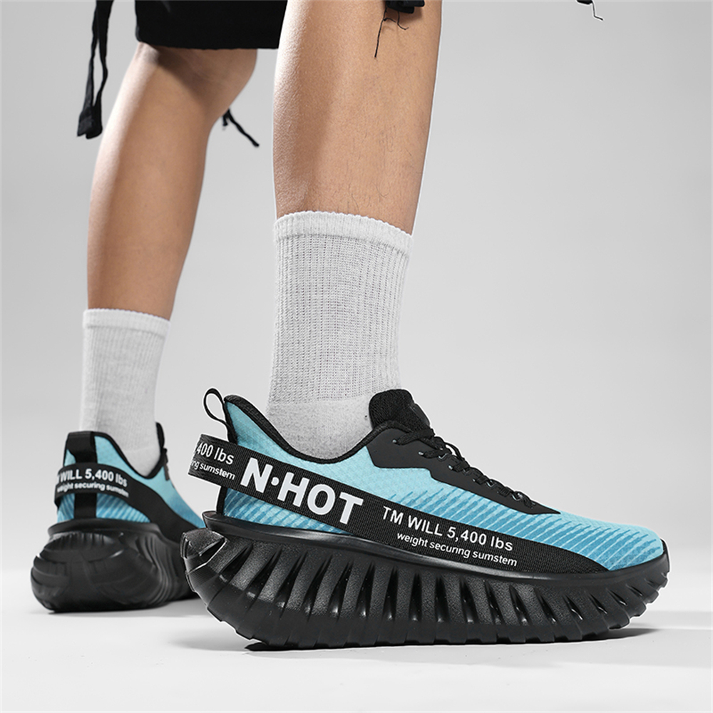 [Sneakers] Men'S Women'S Road Running Shoes, Thick Sole Casual Athletic Shoes for Men, Teenager Outdoor Sports Design, Comfortable Breathable Fabric Upper, Cushioning Shock-Absorbing MD Sole, Non-Slip And Wear-Resistant, Low-Top Lace-Up Closure