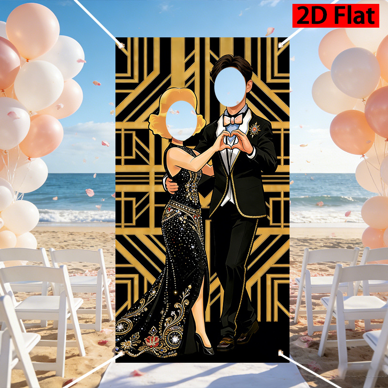 TEMU Costumi retr簷 Gatsby per cabina fotografica, per matrimoni e compleanni - Elegante costume da e oro con abito per addii al nubilato, bridal