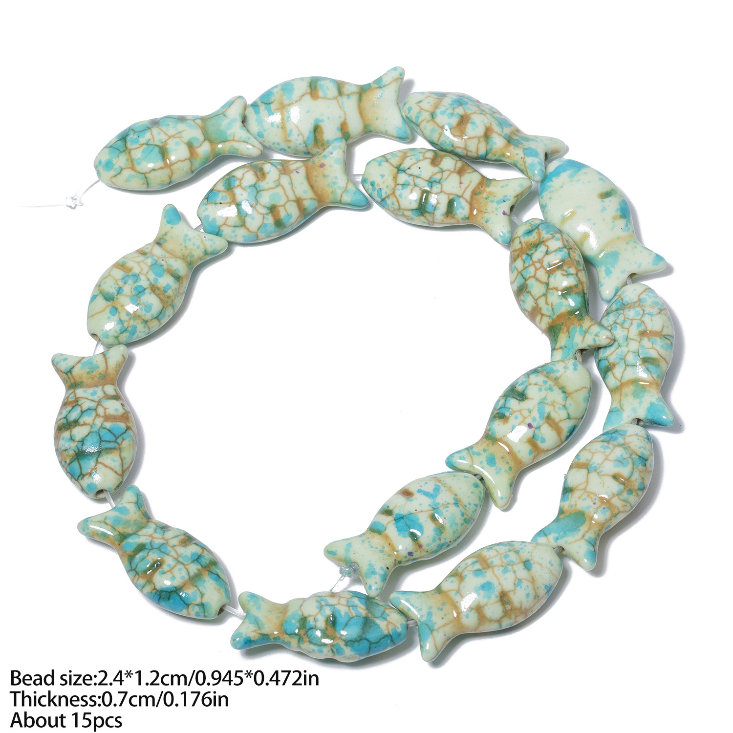 TEMU Perline & Assortimenti di Perline - Perline Spaziatrici Sciolte a Forma di Pesce Verde Turchese 24x12mm per Creazione di Gioielli Fai-da-te -