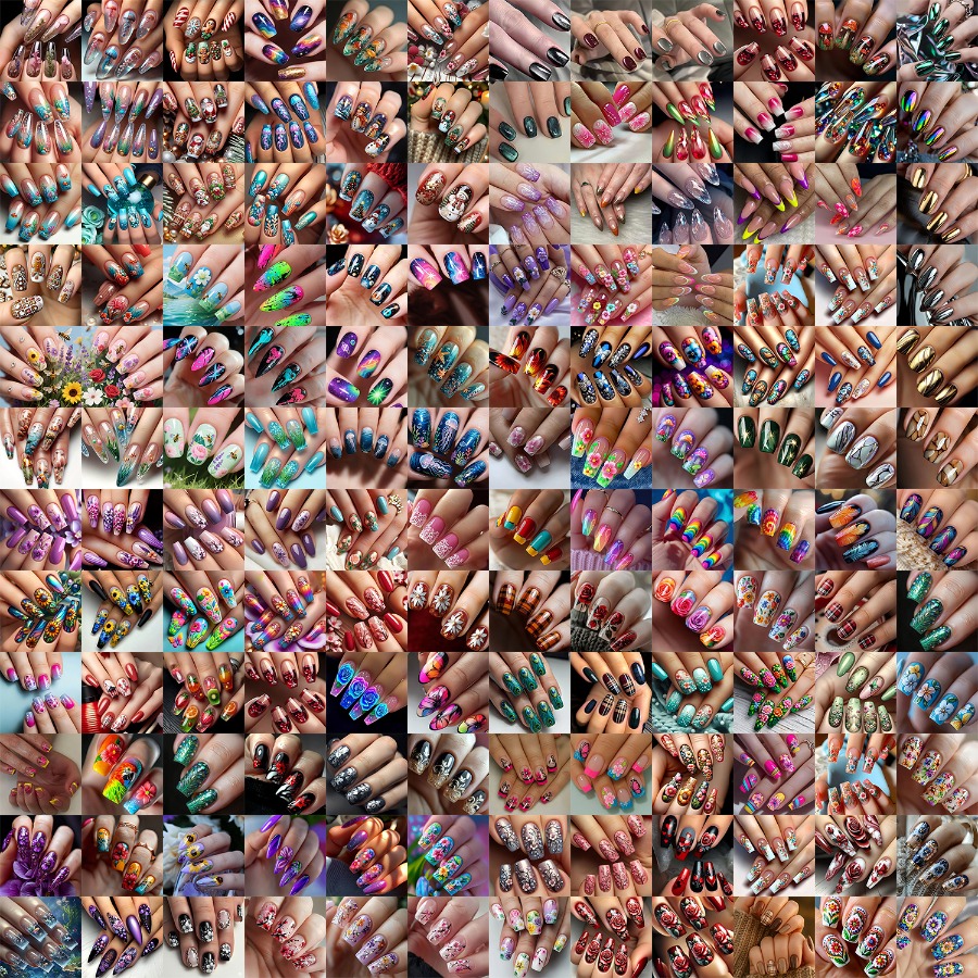 TEMU 456pcs Nail Set Short And Medium, Almond And Square Tips, Pink, Neon, Glitter, Holographic, Marble, Striped, Floral, Animal Print And Heart Pattern - Easy To Apply