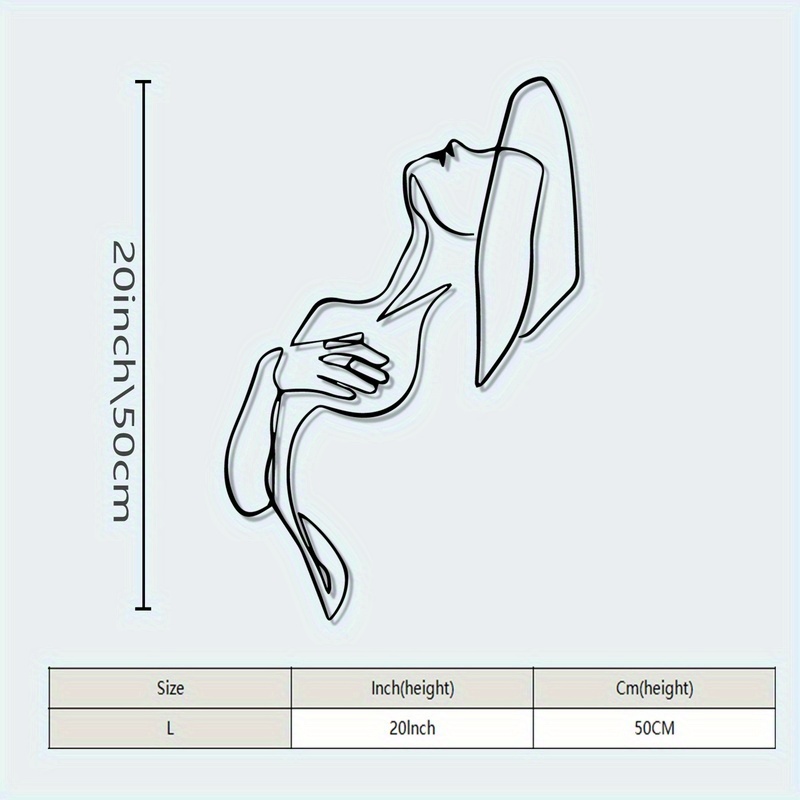 TEMU 1pc Modern Abstract Female Art Wall Sculpture - Iron Metal Female Figure Mural, Horizontal Wall-mounted Minimalist Nude Silhouette For Decor,