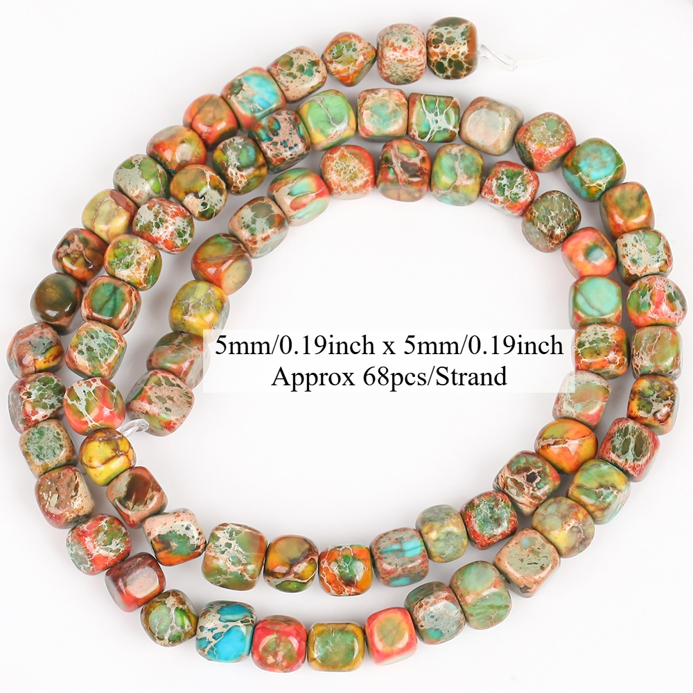 TEMU Natural Sea Sediment Jasper Stone Orange Green Beads Loose Beads For Jewelry Making Diy Necklace Bracelet Earring Accessories Gifts For Women