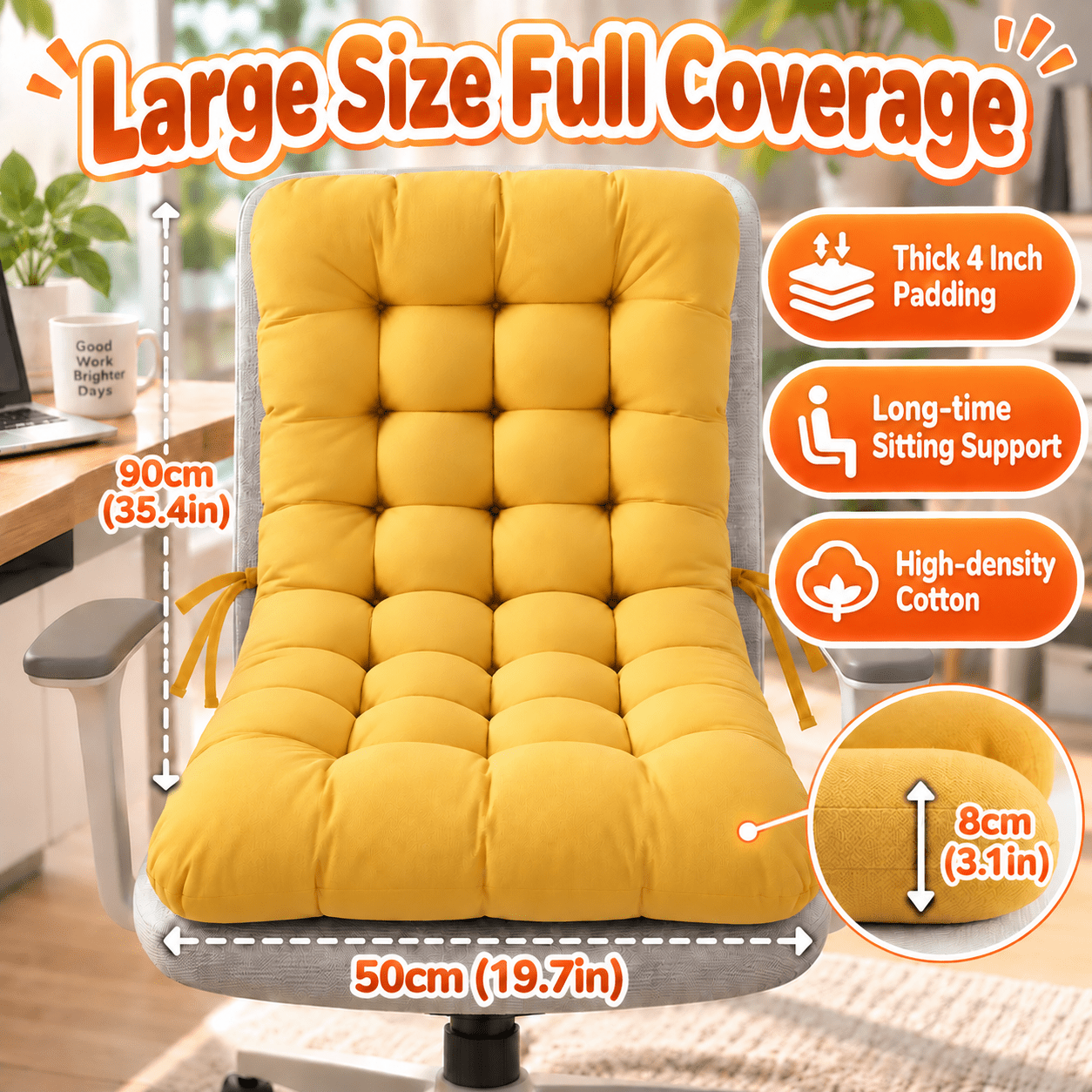 TEMU Tied Adjustable Lazy Floor Cushion, Padded Backrest Office Seat Cushion, From, Padded High Elastic, Soft And Comfortable Office Computer Seat