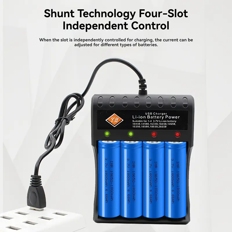 1 usb battery 4 slot smart battery charger 3 7 charging for 18650 16340 14500 26650 li ion batteries fast and intelligent multiple protection suitable for power banks electronic devices ideal gift for tech enthusiasts details 3