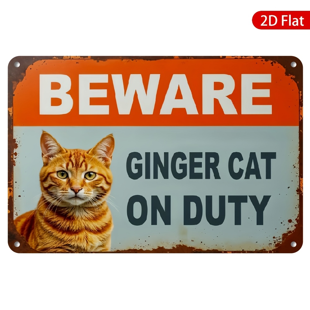 TEMU 2d Flat Single Piece 20.32x12.7 Cm Retro Wooden Wooden Sign Plaque "caution! " Funny Cat Wall Art, Suitable For Home Bar Garage Halloween