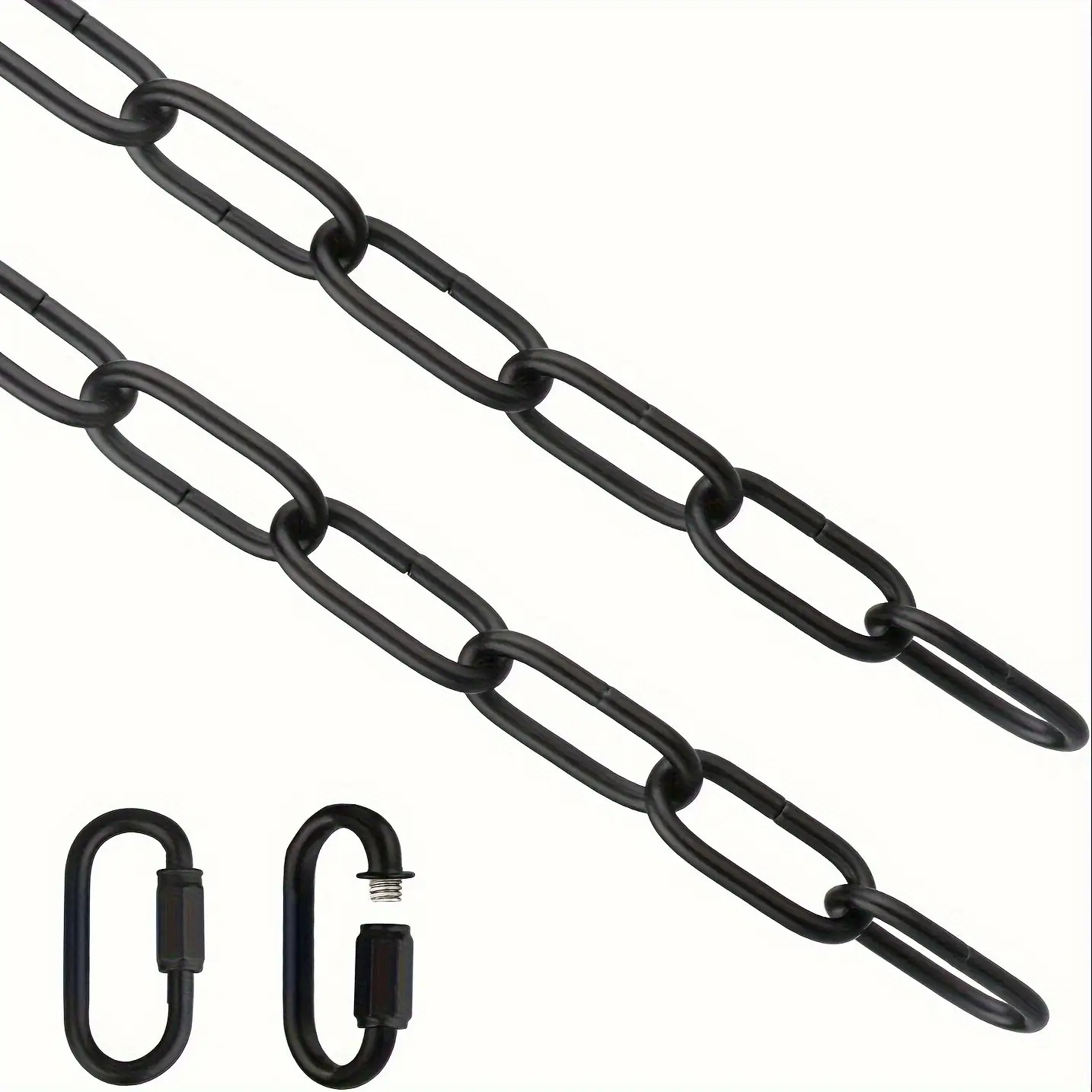 TEMU 4/6 Feet Black Metal Lighting Chain, With Connecting Chain Lock- Heavy-duty Hanging Chain, Suitable Outdoor Decoration, Camping And Agricultural
