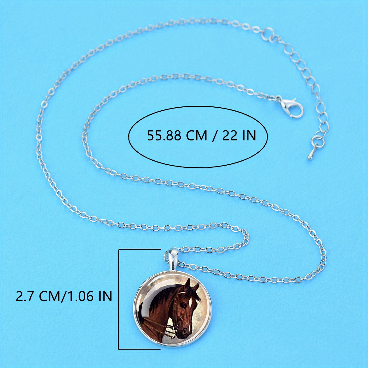 1pc luminous horse head necklace round glass pendant - Temu