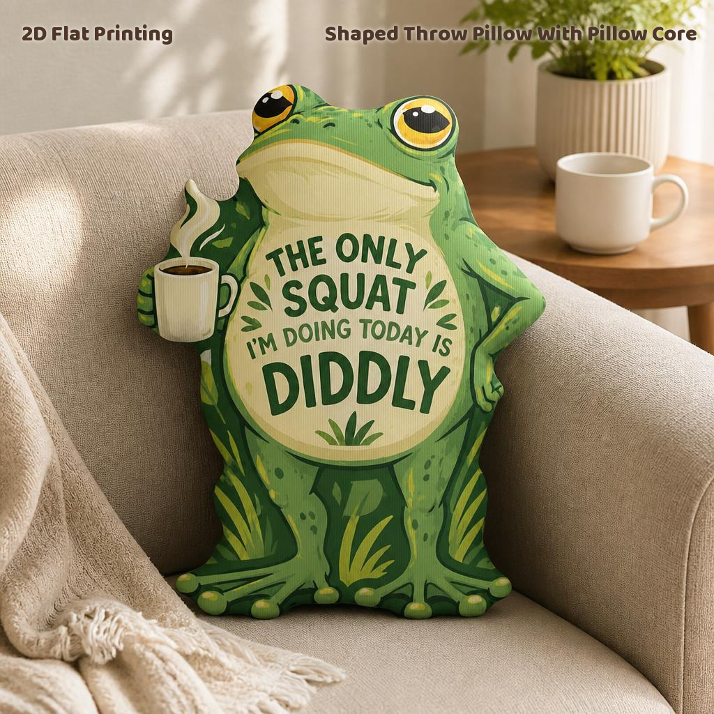 TEMU Coffee Lover Gift Shaped Stuffed Throw Pillow Decorative Cushion Pillow For Home Office Bedroom And Frog Decor, 2d Flat Printing, 2d Flat