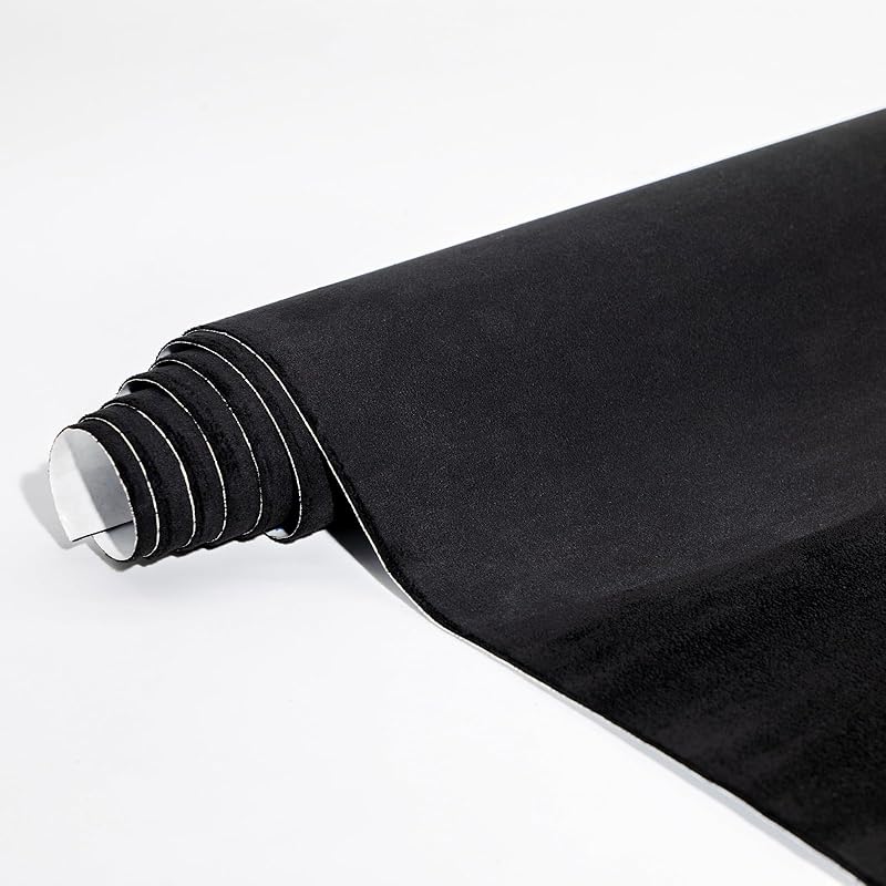 E-shop Mikrofasergewebe mit selbstklebendem Look, Stretchfolienstoff zur Dekoration des Autoinnenraums – 16 Zoll x 59 Zoll, Schwarz, Rot