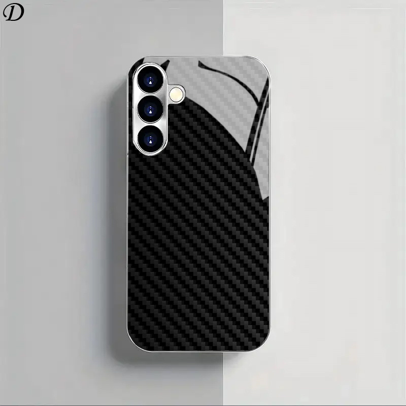 TEMU Phone Case - [2d Flat] Silver Plated Glass Case For S25 Plus 24 Pro 23 Ultra And Note 20 A55 A56 A16 And Multiple Models, Featuring A Soft