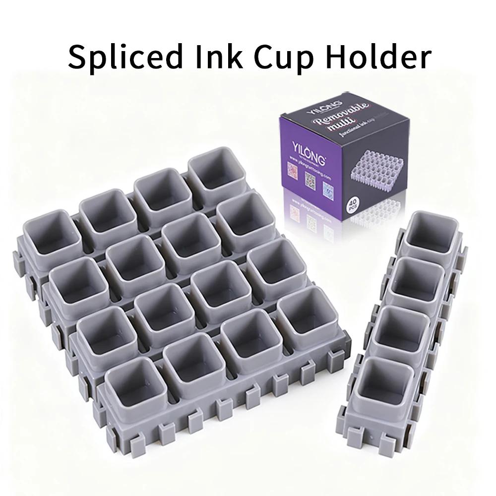 TEMU Yilong 40pcs Spliced Ink Cup Holder Abs Plastic Spliced Ink Cup Holder With Base Tattoo Tool Accessories