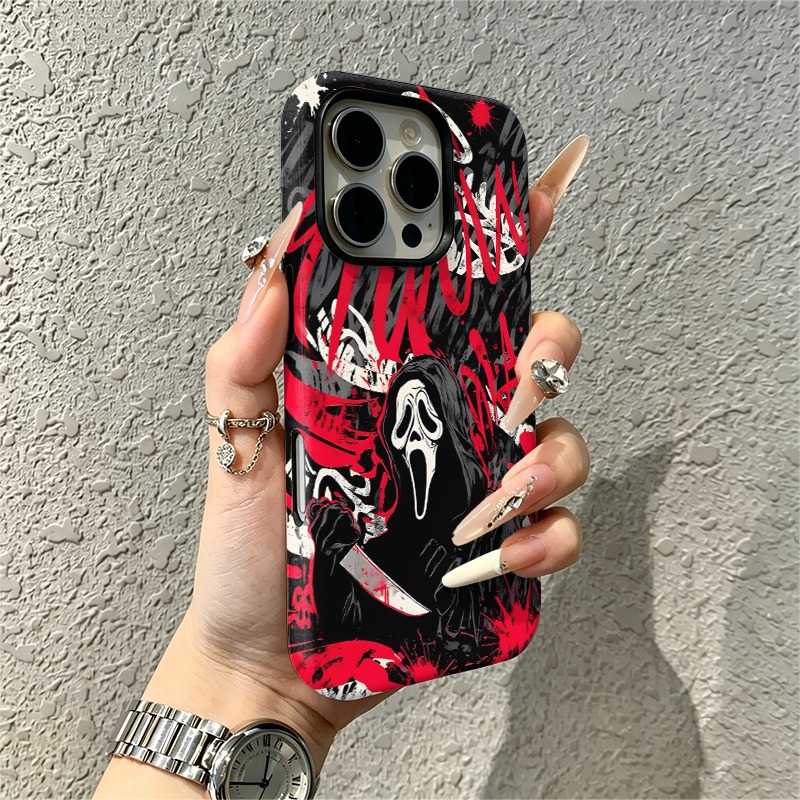 TEMU Phone Case - Warner Shriek Killer Graffiti Vintage Film Phone Case, Compatible With Iphone 17, 16, 15, 14, 13, 12, 11, Pro Xr 8 And 7, Halloween
