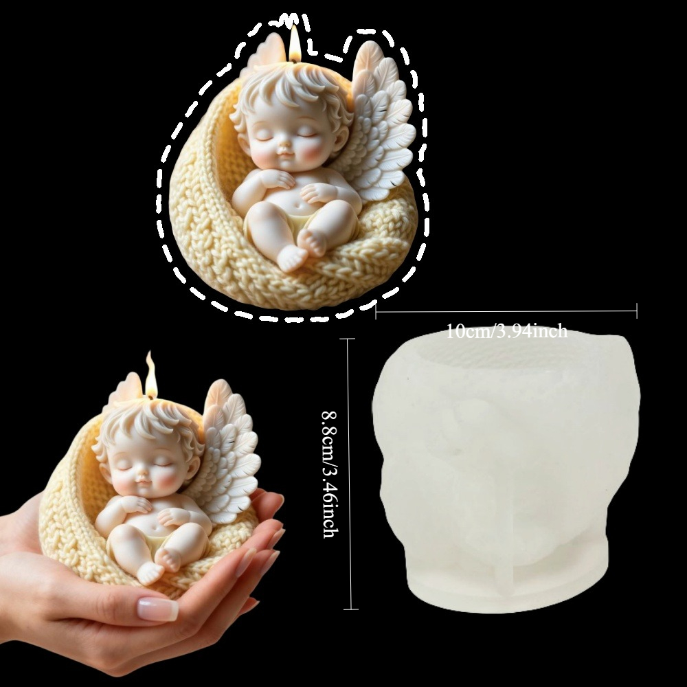 Image of Candle Making Mold - Elastoc Woven Sleeping Baby Silicone Mold, , Reusable For Christmas/ Valentine Gifts, Wax/ Resin/ Plaster Craft, Fairy Tale Decor For Adults