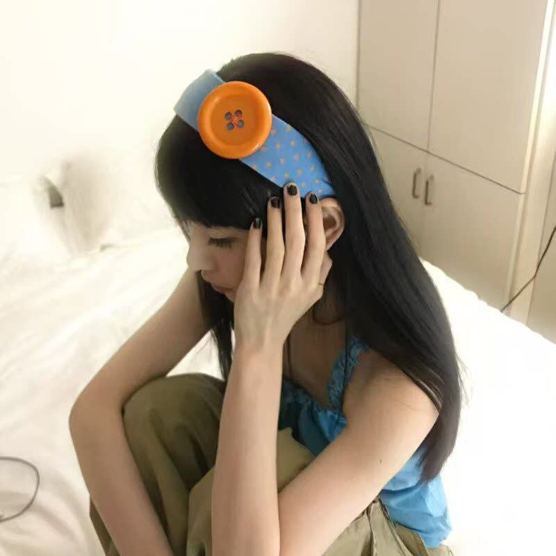 Cute Polka Dot Button Decor Headbands