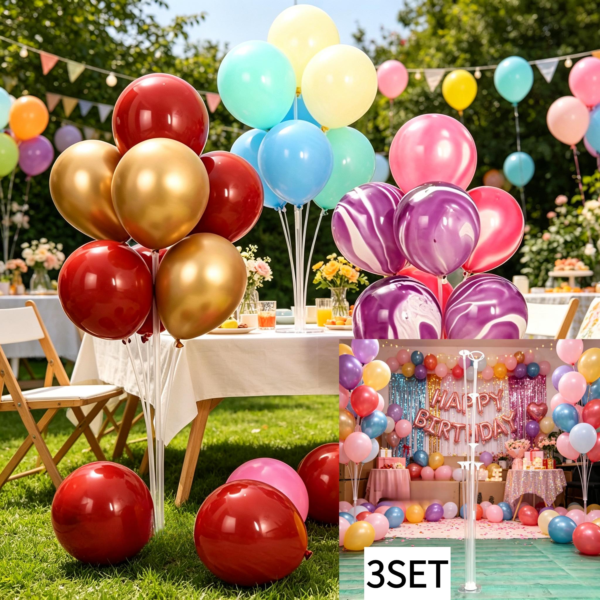 TEMU 3pcs Set, Durable Acrylic Balloon Stand With Self-adhesive Base, Suitable For Weddings, Birthday Parties, Bachelorette Parties, Graduation