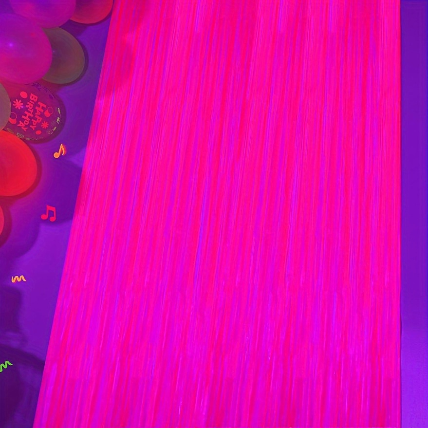 2 Pack Neon Foil Fringe Curtains Glow In The Dark Tinsel Streamers Fluorescent Macaron Foil Fringe Backdrop Neon Party Photo Booth Prop For Glow Birthday Wedding Blacklight Party Decor, 3.3 X 6.6 Ft