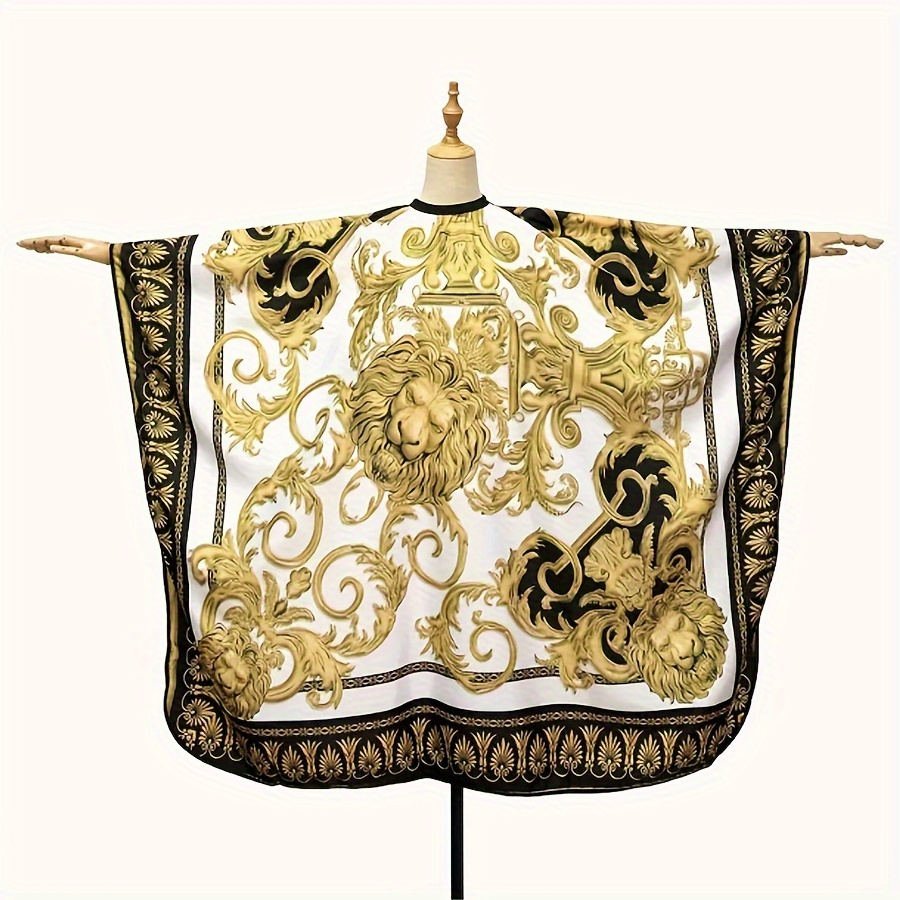 

Vintage Lion Pattern Hairdressing Cape - Professional Salon Barber Apron With Adjustable Snap Closure, Polyester, Ideal For & Hairdressers, Hairstyling Tools