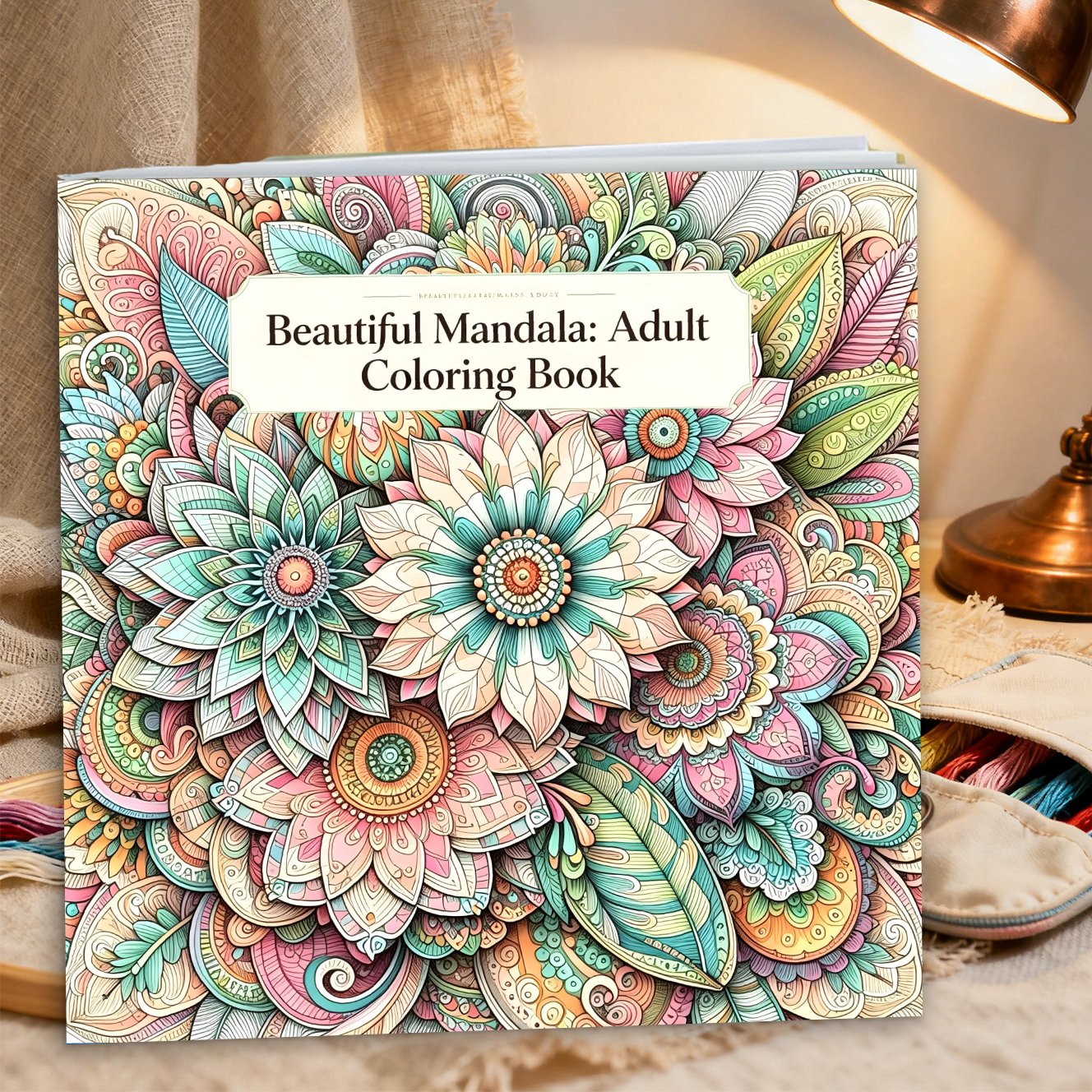TEMU 1pc 20.5x20.5 Single-sided Adult Mandala Coloring Book, Featuring Natural Floral Patterns, Exquisite And Intricate Floral Mandala Designs, A