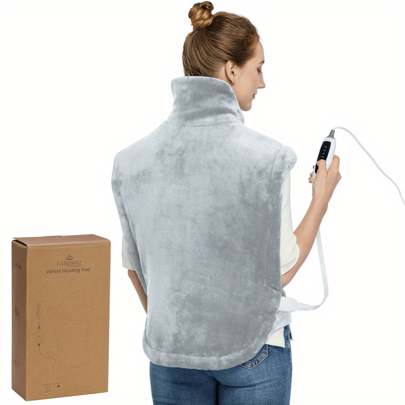 large weighted heating pad for neck and shoulders fast heating 4 temperature settings auto shut off full body     electric heating pad grey 33 x22 Product details 1