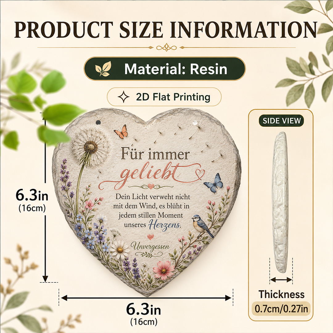 TEMU 2d Flat Printing, 1pc, Memorial Floral Heart Garden Stone, Souvenir Garden Stone (heart Shape, 6x6 Inches), Resin Stepping Stone, Sympathy Gift,
