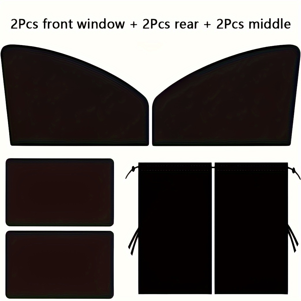 TEMU Sedan Privacy Curtains Suit 6pcs Set, 2 1 Interior Blinds And 4 1 Magnetic Side Window Curtain, Uv Protection, Thermal Insulation Privacy