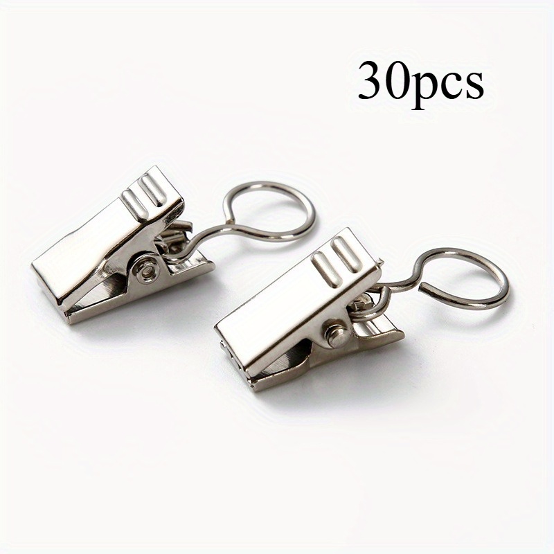 30pcs Silvery Clips, Stainless Steel Curtain Fasteners For Home Use, Thickened Metal Curtain Hooks And Holders