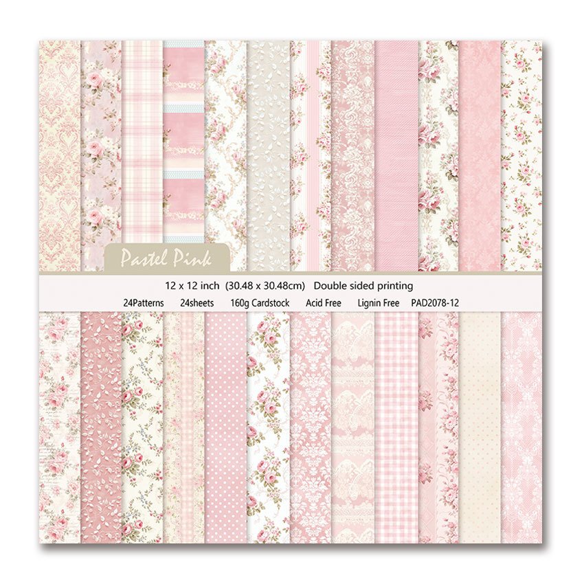 Image of 24pcs Floral Striped Paper, Double-sided Retro Pattern Cardstock For Diy Crafts, Photo Albums, Journal Decor, Gift Wrapping, 12x12 Inches, Scrapbooking Supplies