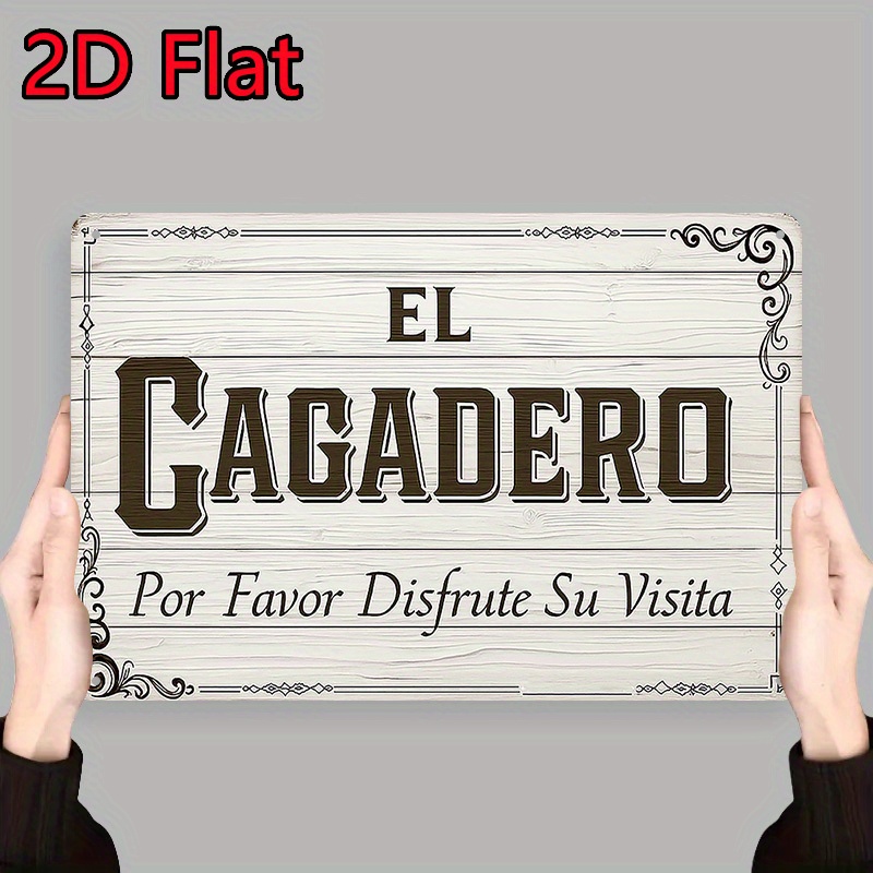 TEMU 2D - 1 pieza de pared de hierro una placa española "El Cagadero" para decoración de baño, que mide 11.8X7.8 pulgadas. Esta decoración rústica de