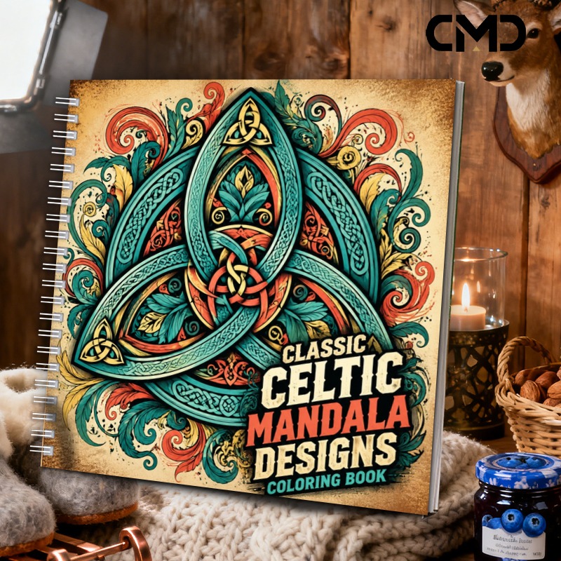 TEMU 1pc 20x20 24 Pages Single-sided Printing Celtic Mandala And Coil Bound Adult Coloring Book For Women