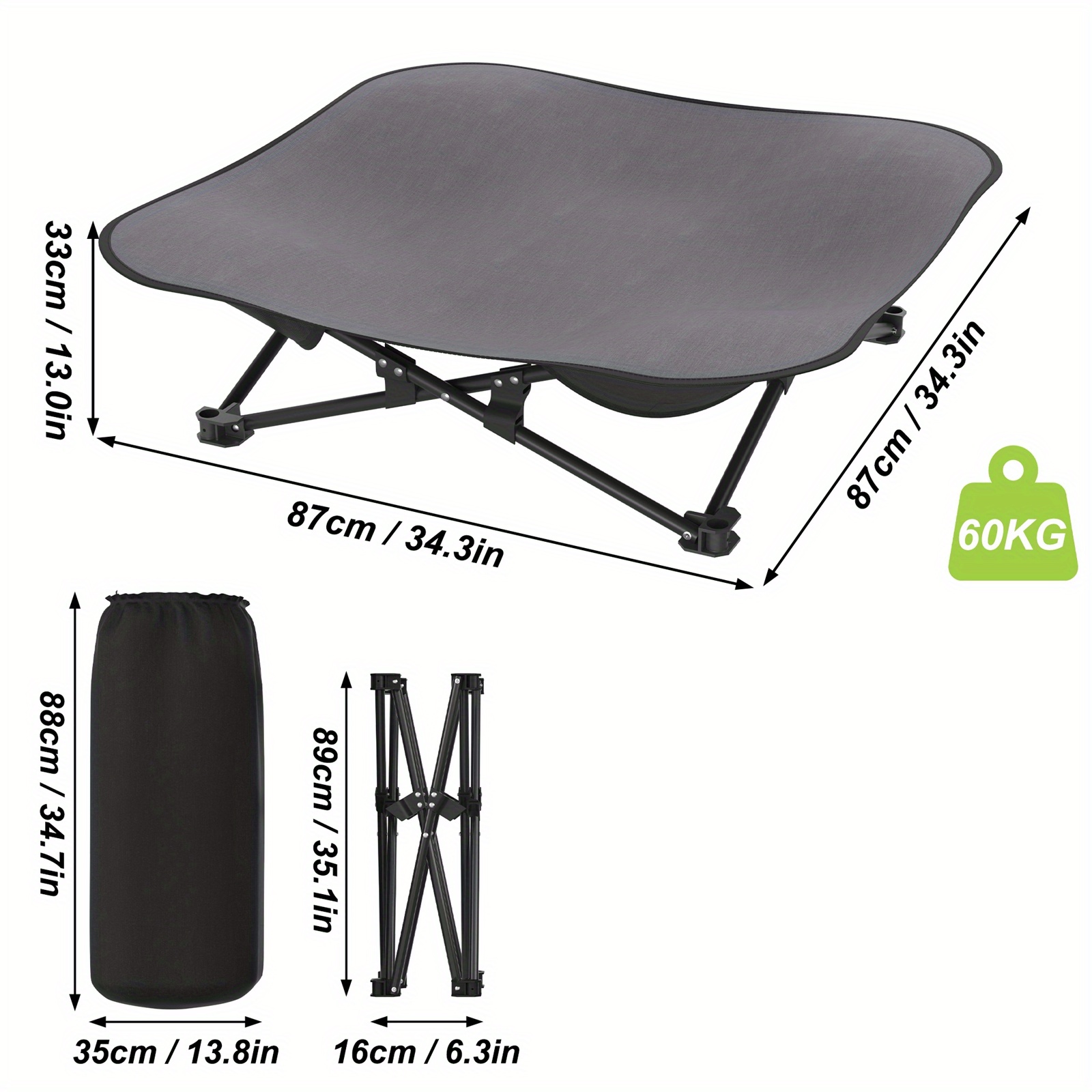 TEMU 68 X 68 X /87 X 87 X 33cm Pet Bed Cat Bed Dog Bed Bed Dog Lounger Dog Sofa Bed Indoor And Outdoor Use Load 60kg