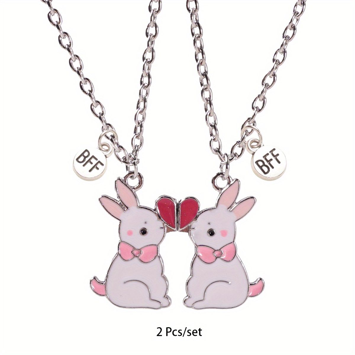 2pcs Rabbit Pendant Necklace For Women & - Adjustable Bff Choker, Rabbit Jewelry Gift Suitable For School, Parties, Graduation, Christmas, Valentine' Day, Teacher Gifts, Accessories