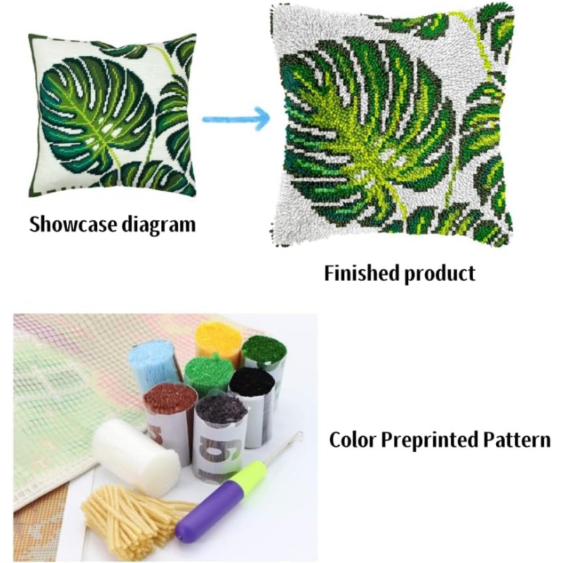 Latch Hook Pillow Cover Kit, Beginner Friendly Handmade Cushion Case