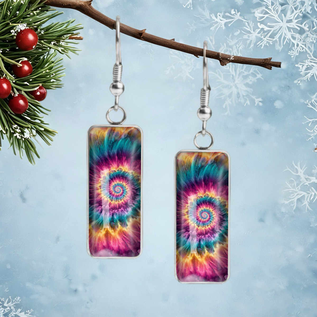 TEMU A Pair Of Tie-dye Style Spiral Color Gradient Earrings In Purple, And Yellow - Perfect For Valentine's Day Christmas Anniversary Birthday Gifts,
