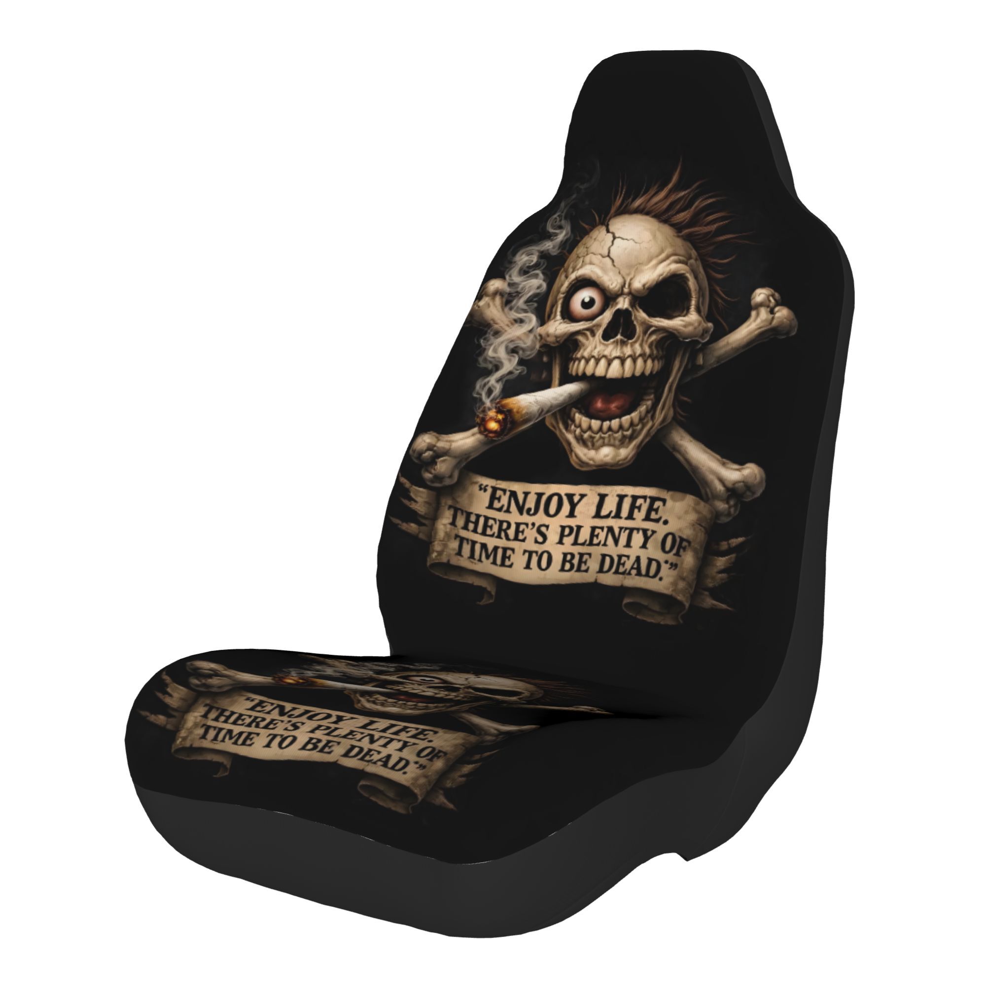 TEMU 2pcs Funny Print Fun Cartoon Car Seat Covers - Universal Front Seat Protectors For Sedans, Pickups, Suvs. Features Wear-resistant, Stretchable