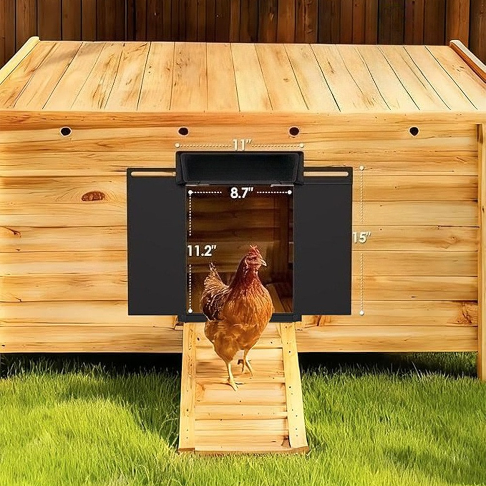 Image of Chicken Coop Door, Made From Durable Aluminum Alloy, Dimensions: 28 X 38cm, Protects Your Chickens From Foxes And Other Predators