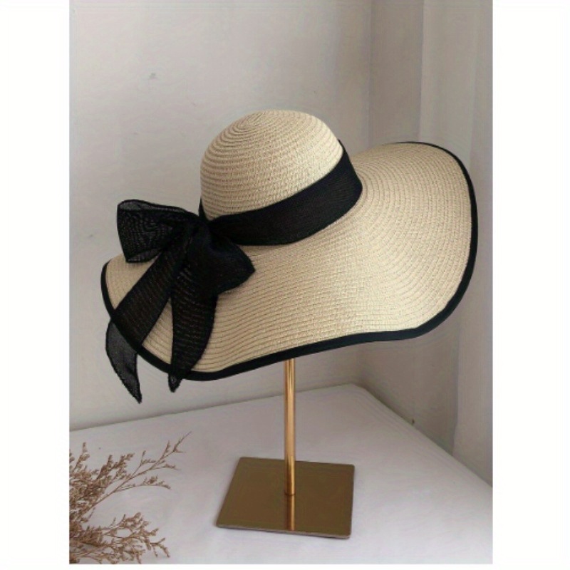 

Elegant Women's Straw Sun Hat With Bow - Wide For Sun Protection, Breathable & Stylish Beach Hat, Hand-washable, In Multiple Colors