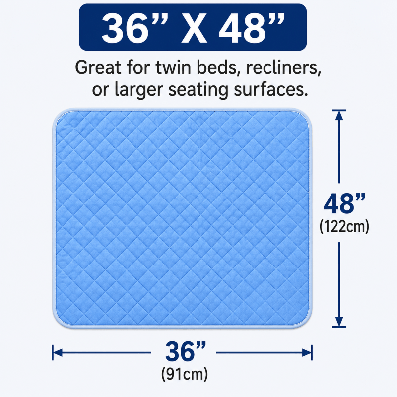 TEMU 1 Pack 48" X 60" Extra Absorbent Reusable Bed Pad- Waterproof Washable For Adults& Pets, Suitable For Beds, Sofas, Recliners And Floors