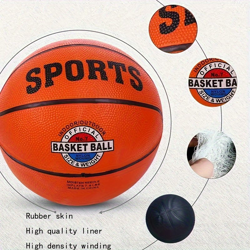 Size 3/5/7 Brown Rubber Rotating Basketball - High Elasticity with Sports Logo & Badge, Perfect Gift for Teens & Adults (Teacher's Day, Mother's Day, Father's Day, Independence Day, Grandparents' Day), Recreational Ball, Durable Ball
