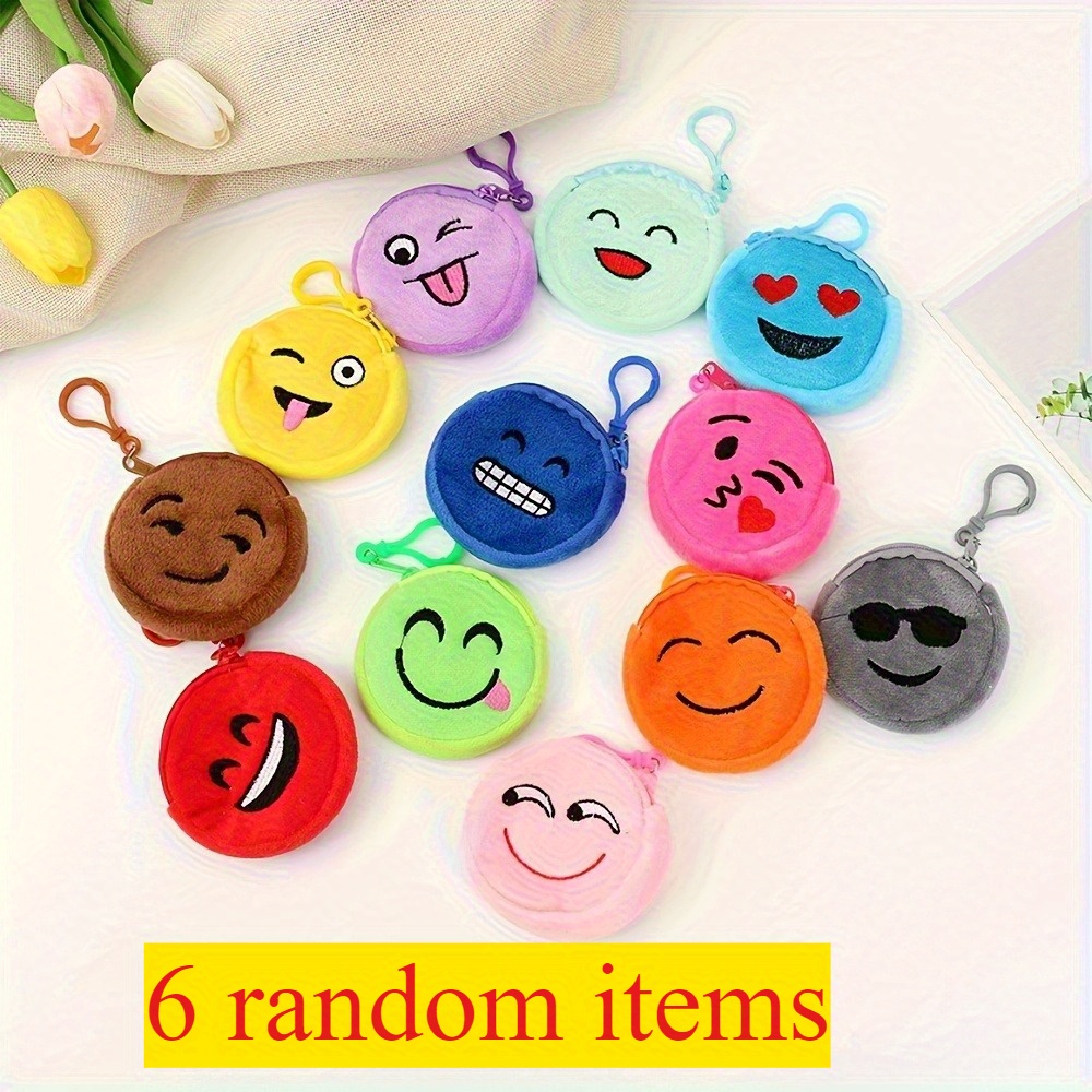Image of 6pcs Random Coin Purses, Unisex Colorful Cute Zipper Keychain Pouches With Key Rings, Small Zippered Coin Purses