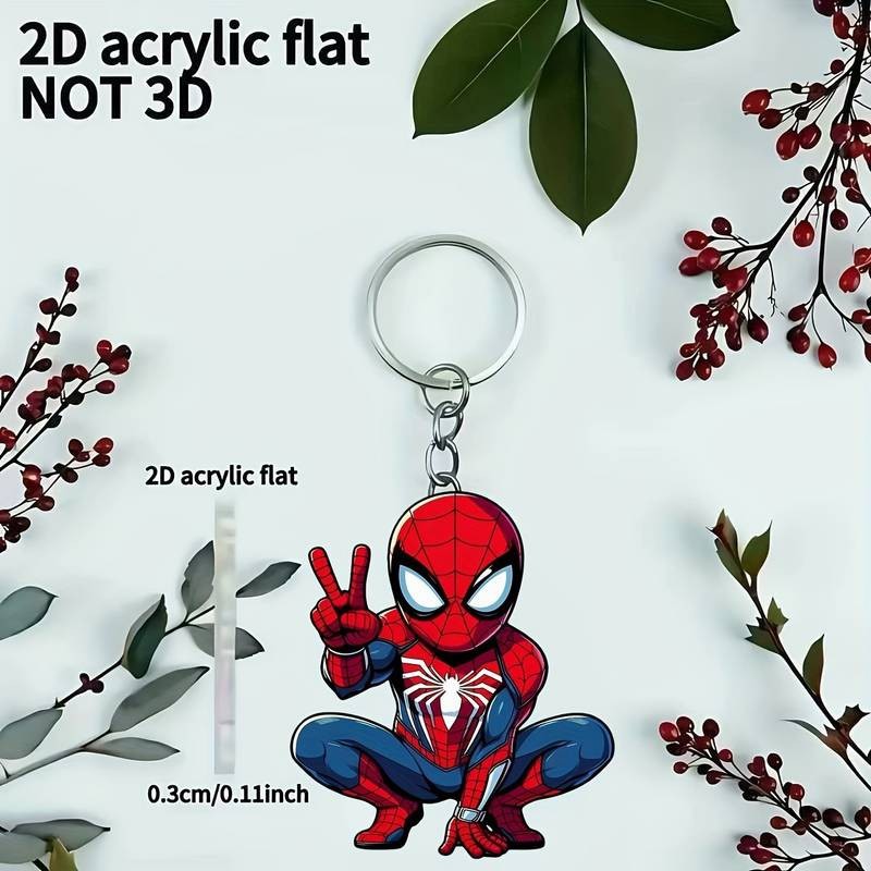 [2d Flat] [2d Flat] 1pc -themed 2d Flat Spider-man Keychain, Acrylic Pendant, Groot Key Ring, Party Decoration Accessory. For