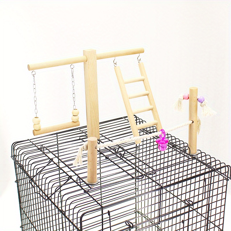 Image of Wooden Bird Perch Set - Durable And Non-slip, Toy, Bird Climbing Ladder, Bird Entertainment Boredom Relief Toy, Suitable For Cage Accessories