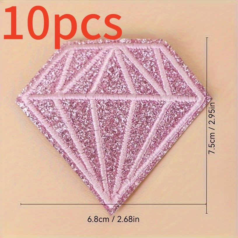 TEMU 10pcs Pink Glitter Embroidery Iron-on Patches - Perfect For Decoration, Iron-on/sew-on Appliques, Suitable For Clothing, Hats, T-shirts, And Jackets