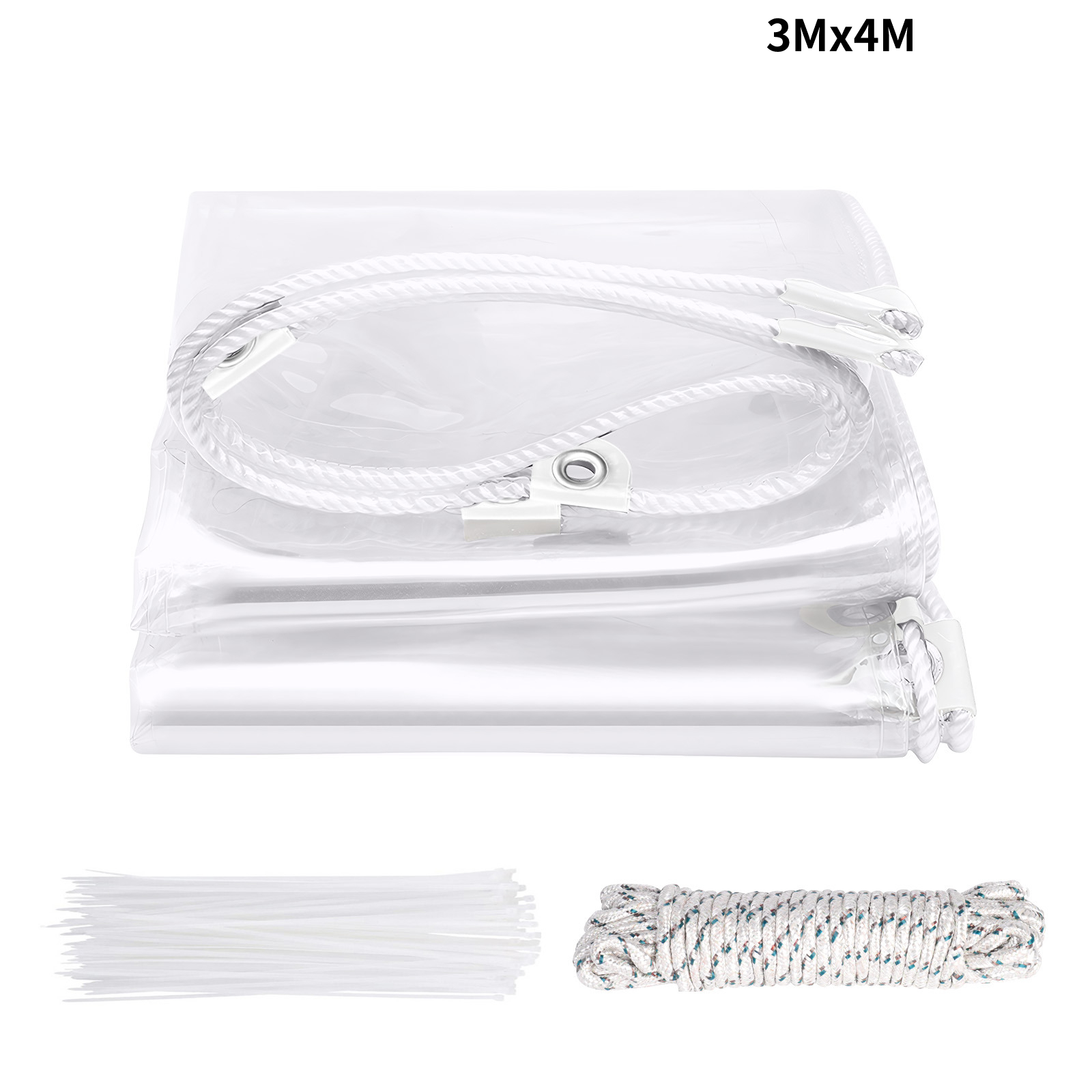 Topchances High-quality Pvc Transparent Tarpaulin With Reinforced Corners & Full Eyelets, With 10m Rope & 20 Cable Ties, Durable Cover For Patio Garden Outdoor Camping